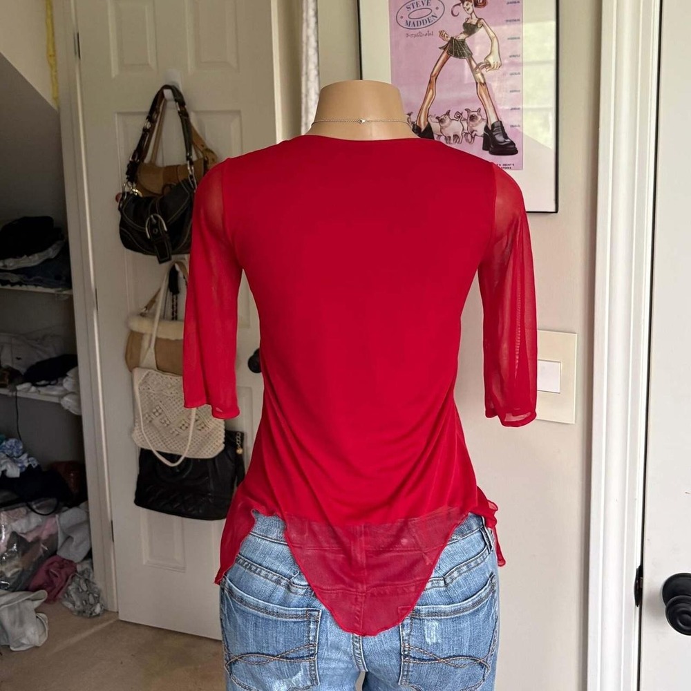 00s red floral beaded top (size M) - Picture 5 of 6